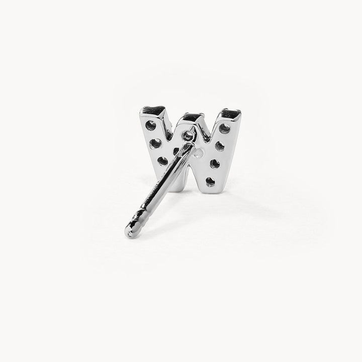 Medley Earrings Diamond Letter W Single Stud Earring in Silver