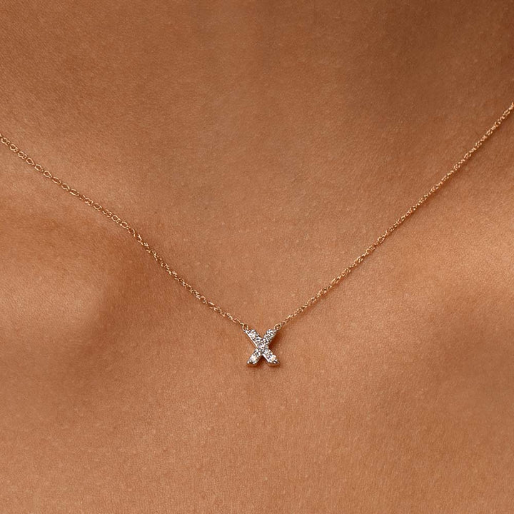 Medley Necklace Diamond Letter X Necklace in 10k Gold