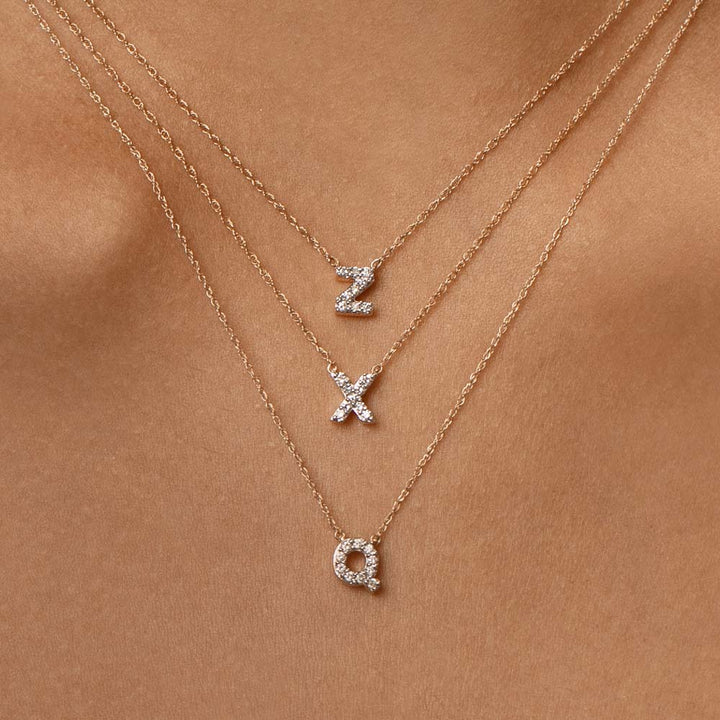 Medley Necklace Diamond Letter X Necklace in 10k Gold