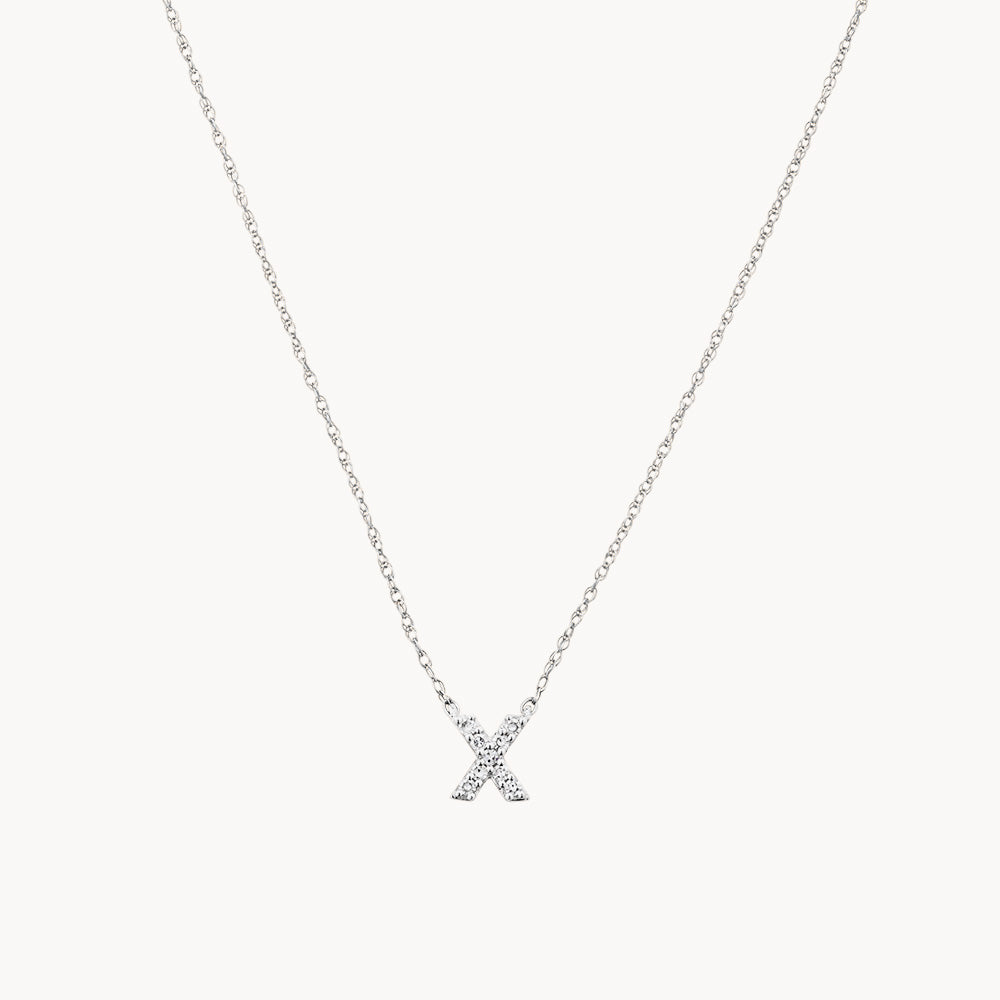 Diamond Letter X Necklace Silver | Medley Jewellery