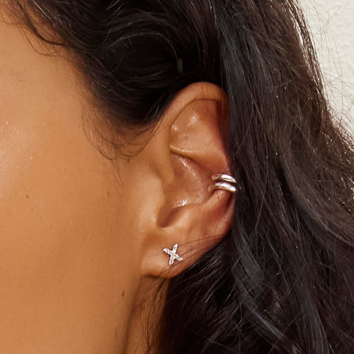 Medley Earrings Diamond Letter X Single Stud Earring in 10k Gold