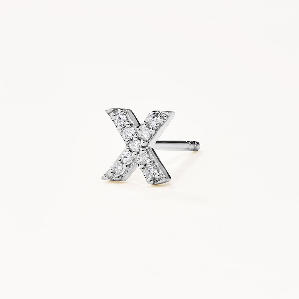 Medley Earrings Diamond Letter X Single Stud Earring in Silver
