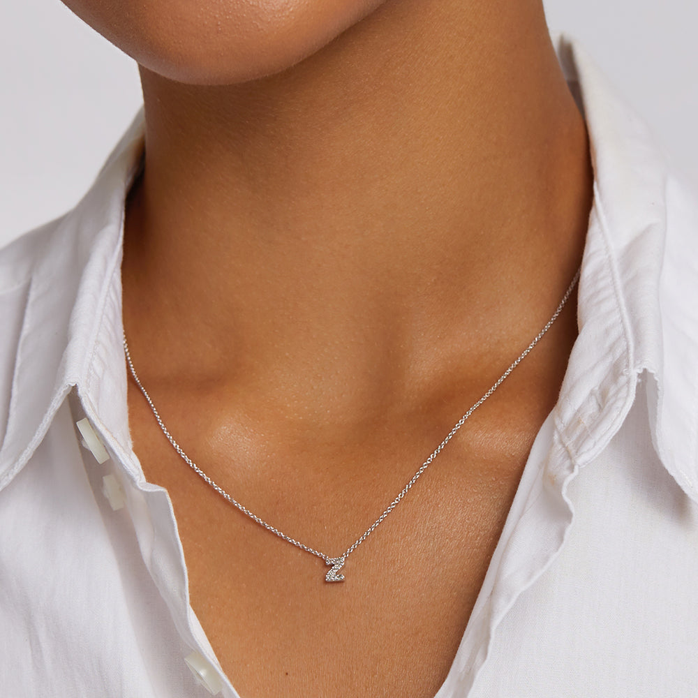 Diamond Letter Z Necklace Silver Medley Jewellery