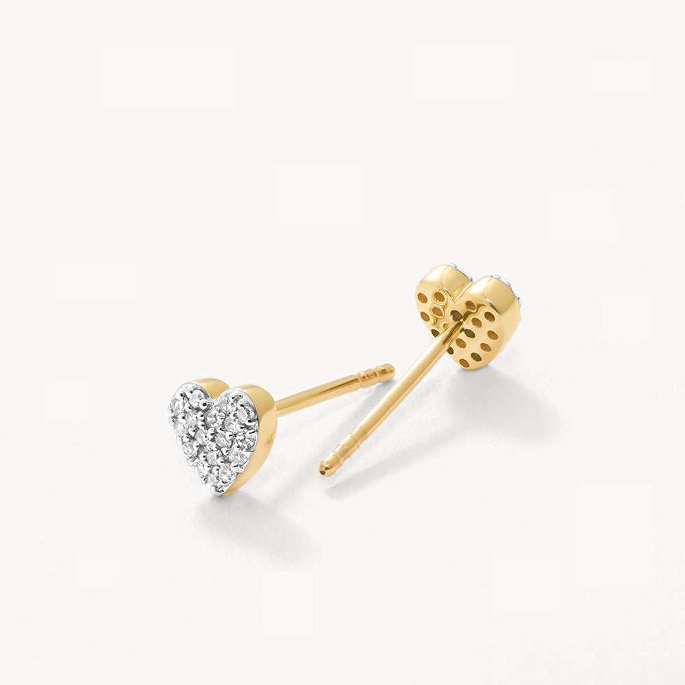 Medley Earrings Diamond Micro Pavè Heart Stud Earrings in 10k Gold