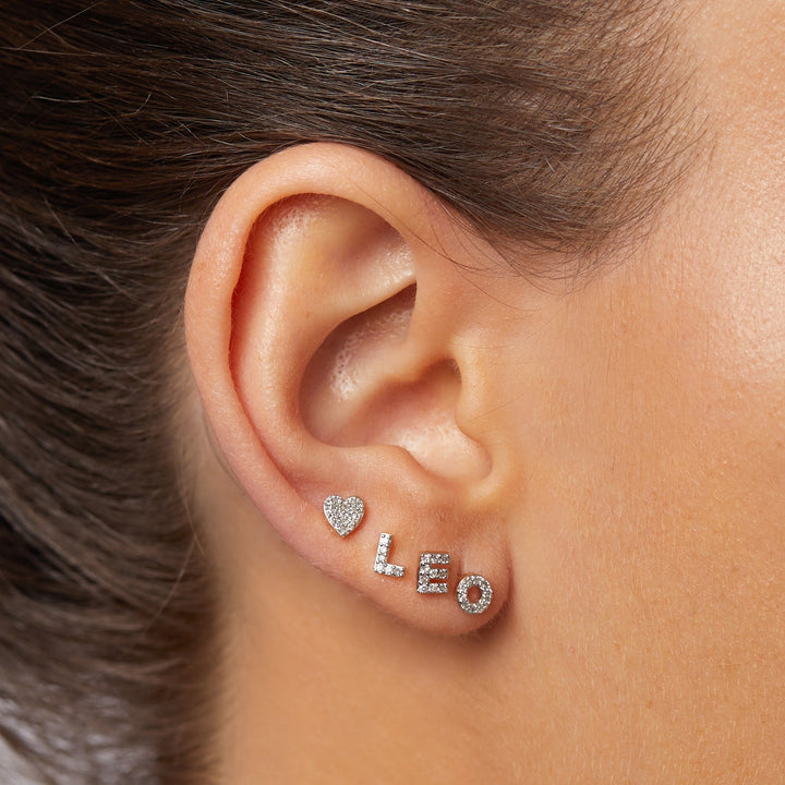 Medley Earrings Diamond Micro Pavè Heart Stud Earrings in 10k Gold