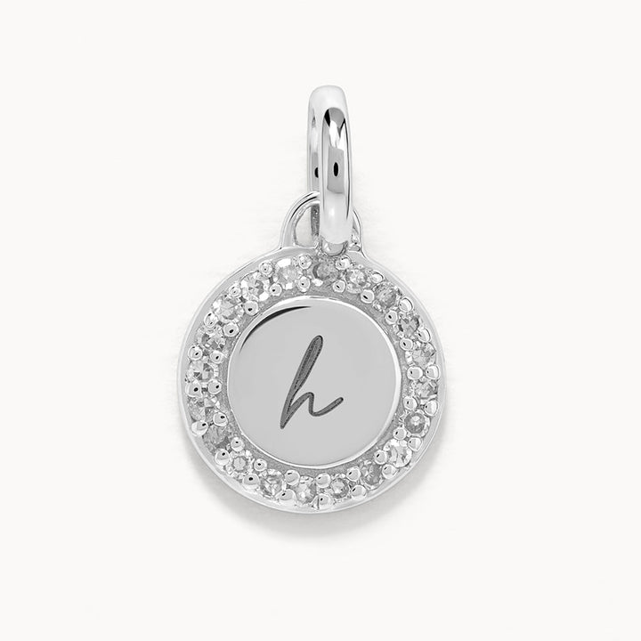 Medley Pendant Diamond Mini Engravable Disc Necklace in Silver