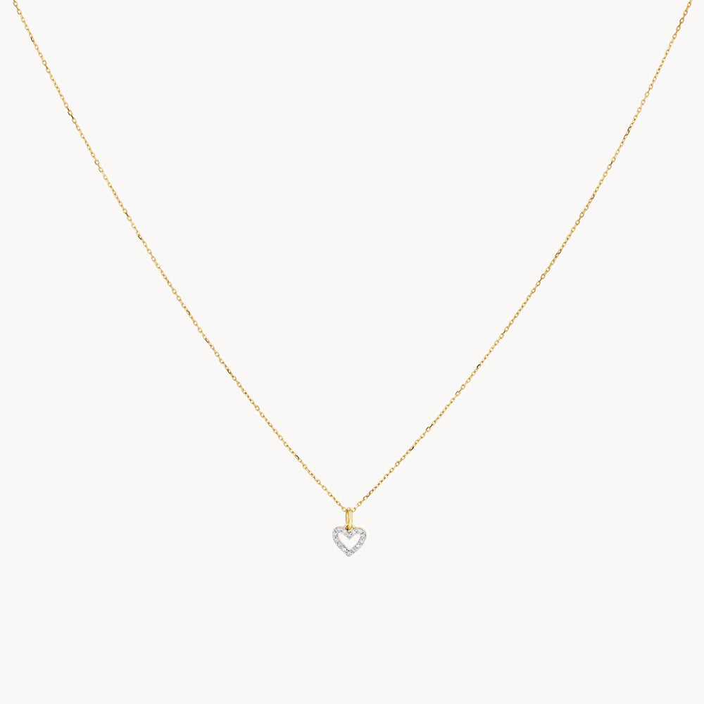 Medley Necklace Diamond Open Heart Necklace in 10k Gold