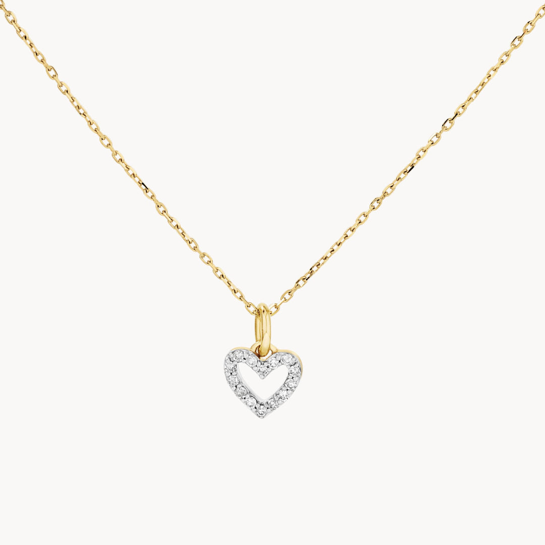 Medley Necklace Diamond Open Heart Necklace in 10k Gold