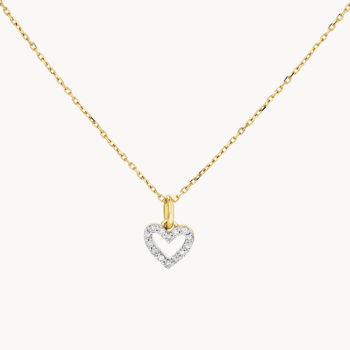 Medley Necklace Diamond Open Heart Necklace in 10k Gold