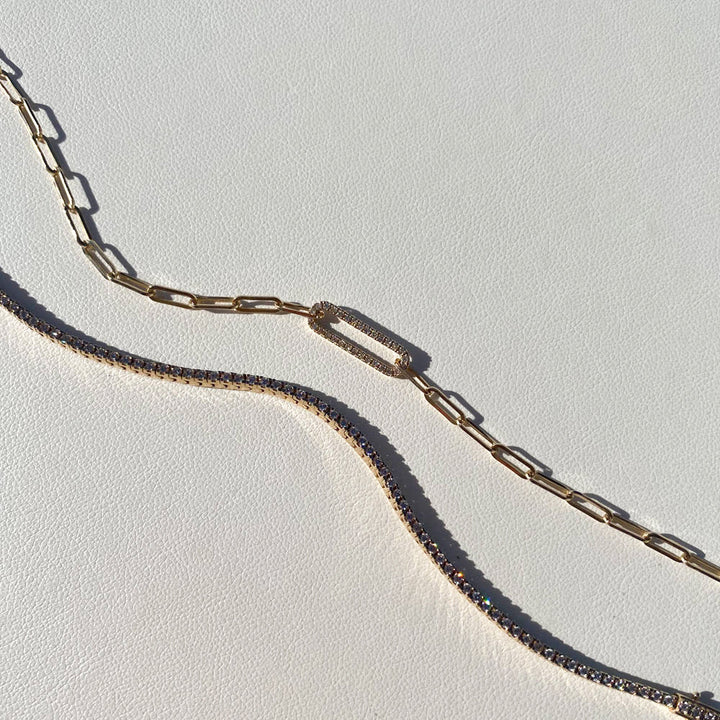 Medley Bangle/Bracelet Diamond Paperclip Chain Bracelet in 10k Gold