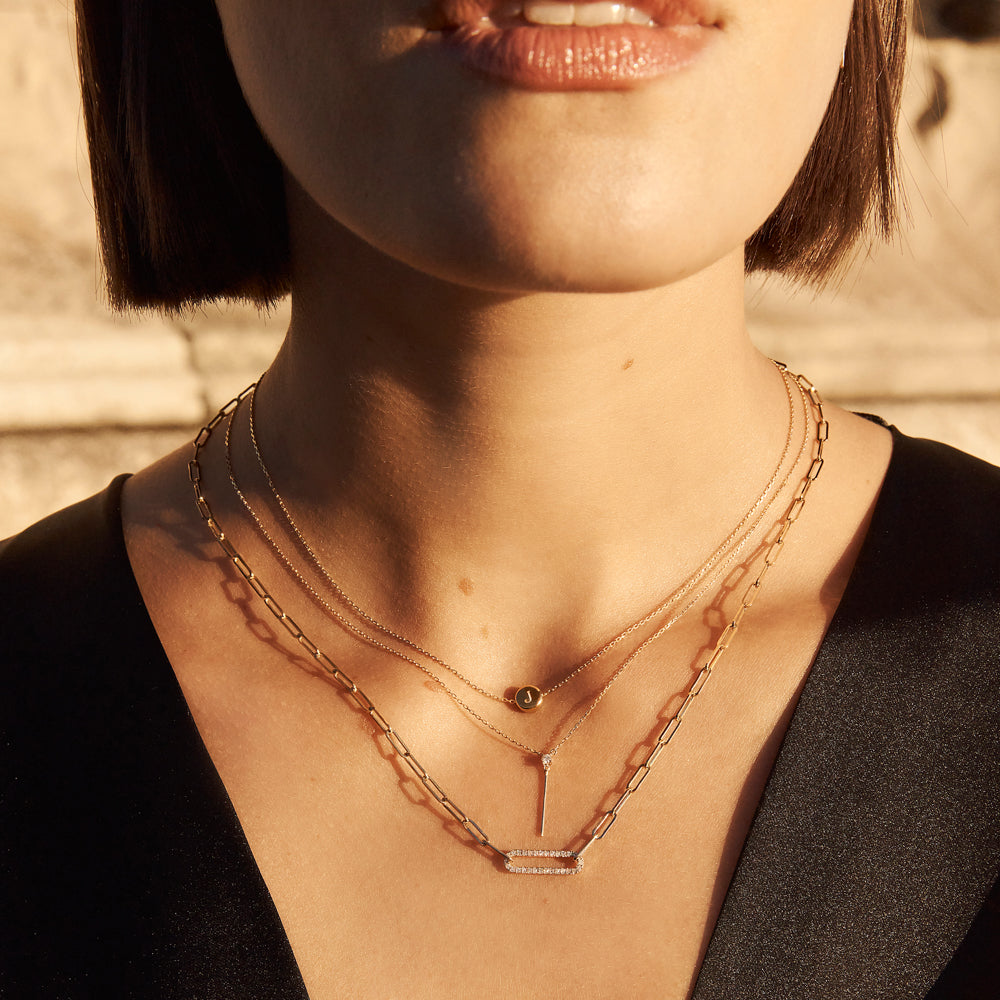Diamond Paperclip Chain Necklace in 10k Gold
