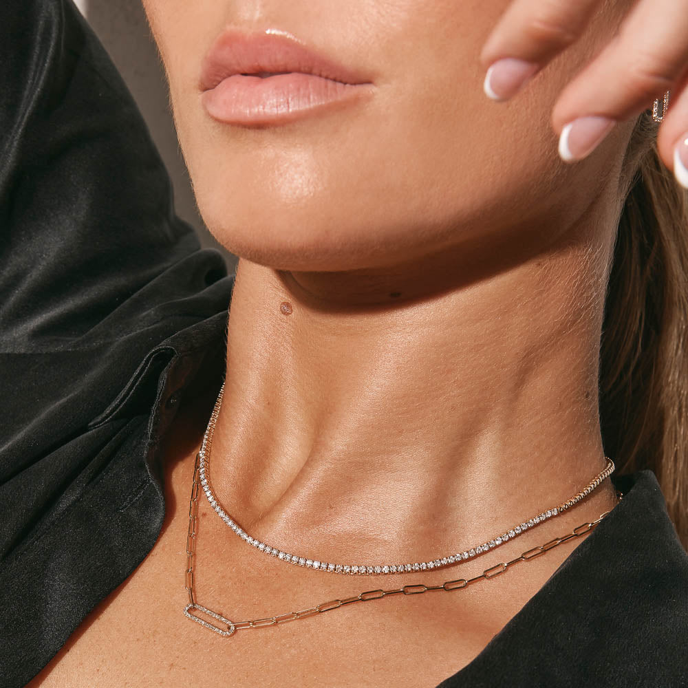 Medley Necklace Diamond Paperclip Chain Necklace in 10k Gold