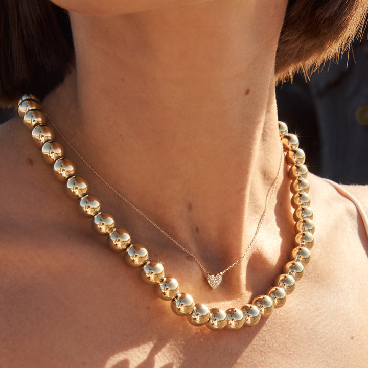 Medley Necklace Diamond Pavé Heart Necklace in 10k Gold
