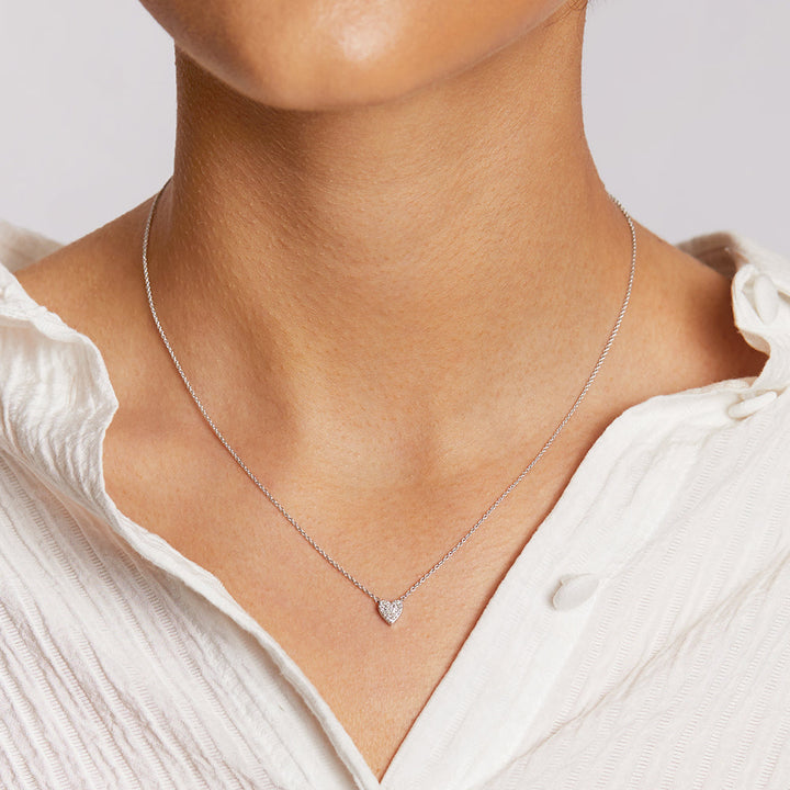 Medley Necklace Diamond Pavé Heart Necklace in Sterling Silver