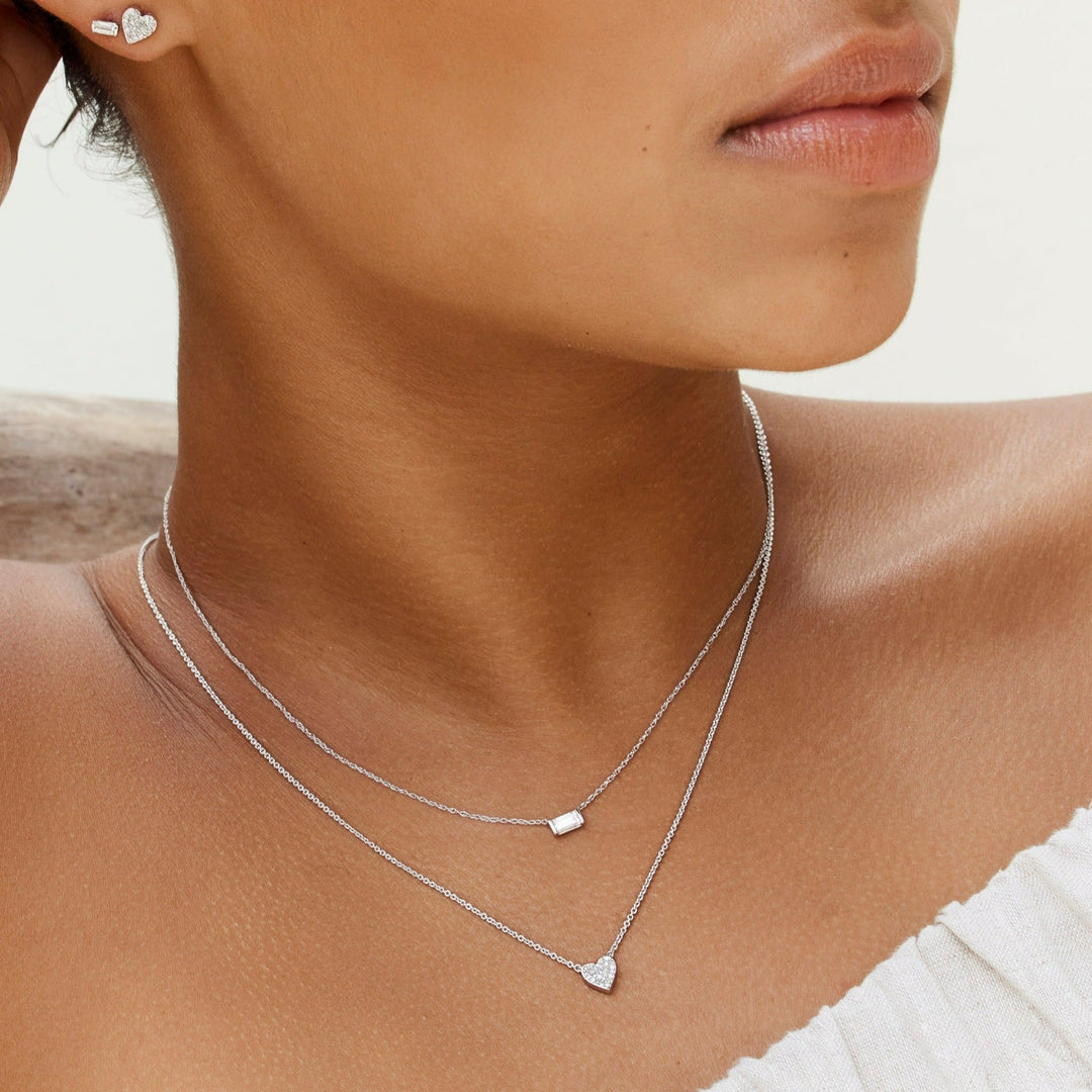 Medley Necklace Diamond Pavé Heart Necklace in Sterling Silver
