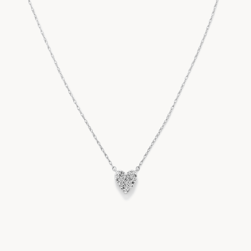 Diamond Pave Heart Necklace In Sterling Silver | Medley Jewellery