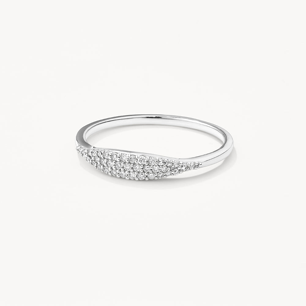 Medley Ring Diamond Pavè Signet Ring in Silver