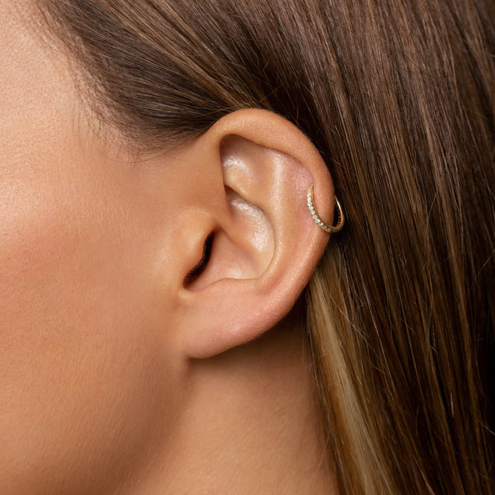 Medley Earrings Diamond Huggie Single Earring in 10k Gold