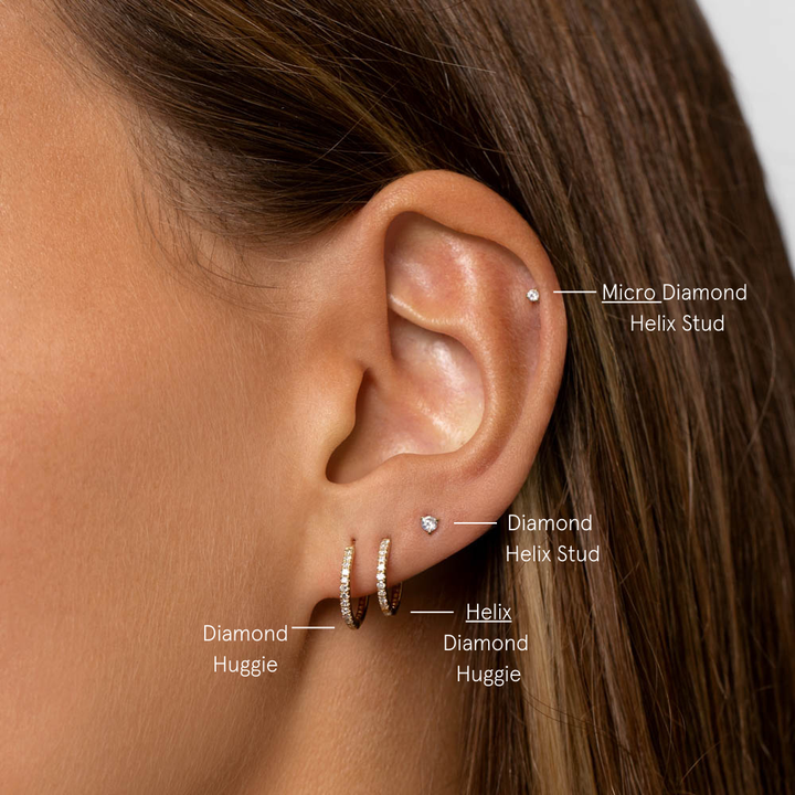 Medley Earrings Diamond Huggie Single Earring in 10k Gold