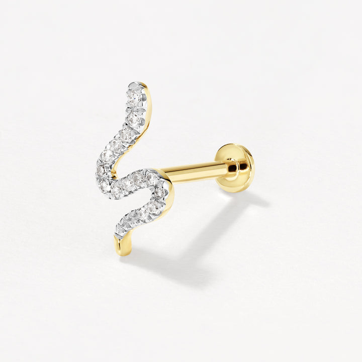 Medley Earrings Diamond Snake Helix Single Stud Earring in 10k Gold