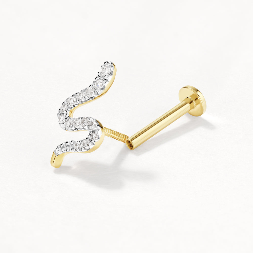 Medley Earrings Diamond Snake Helix Single Stud Earring in 10k Gold