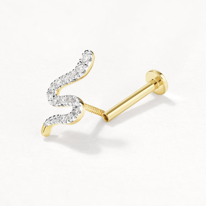 Medley Earrings Diamond Snake Helix Single Stud Earring in 10k Gold