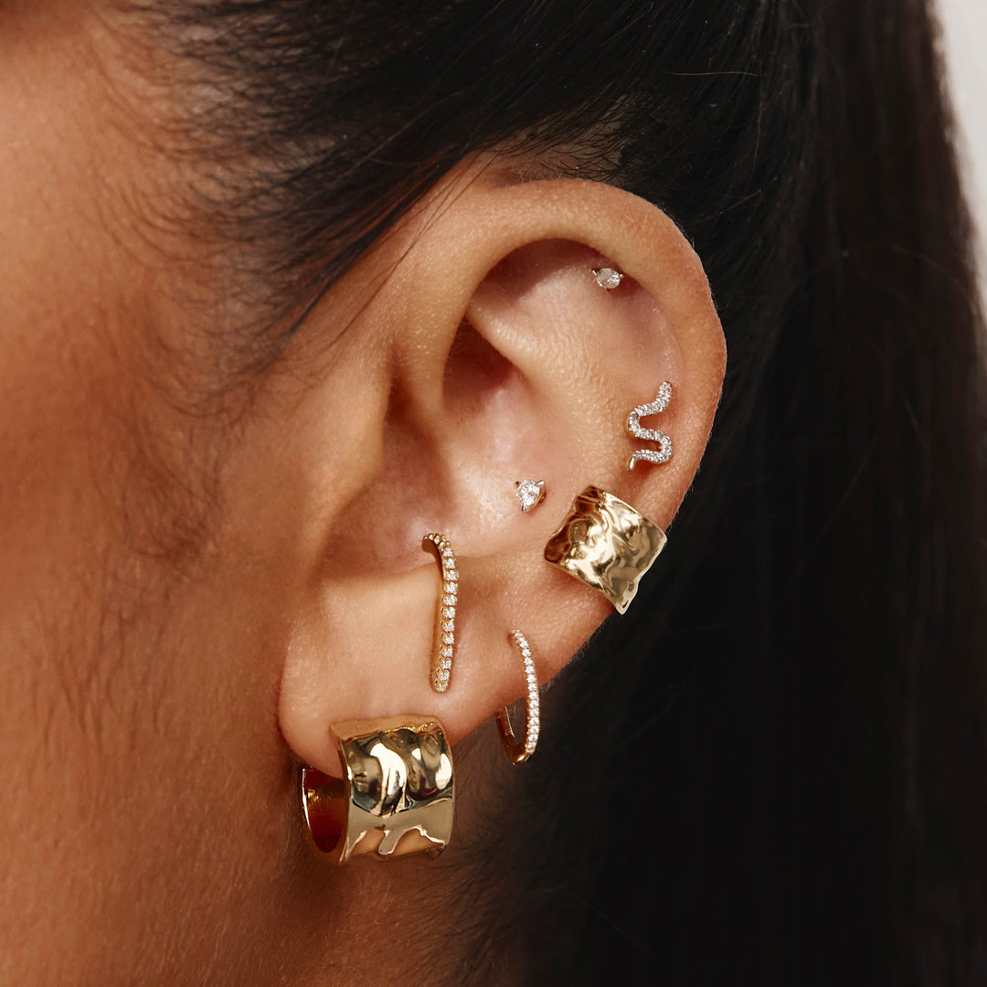 Medley Earrings Diamond Snake Helix Single Stud Earring in 10k Gold