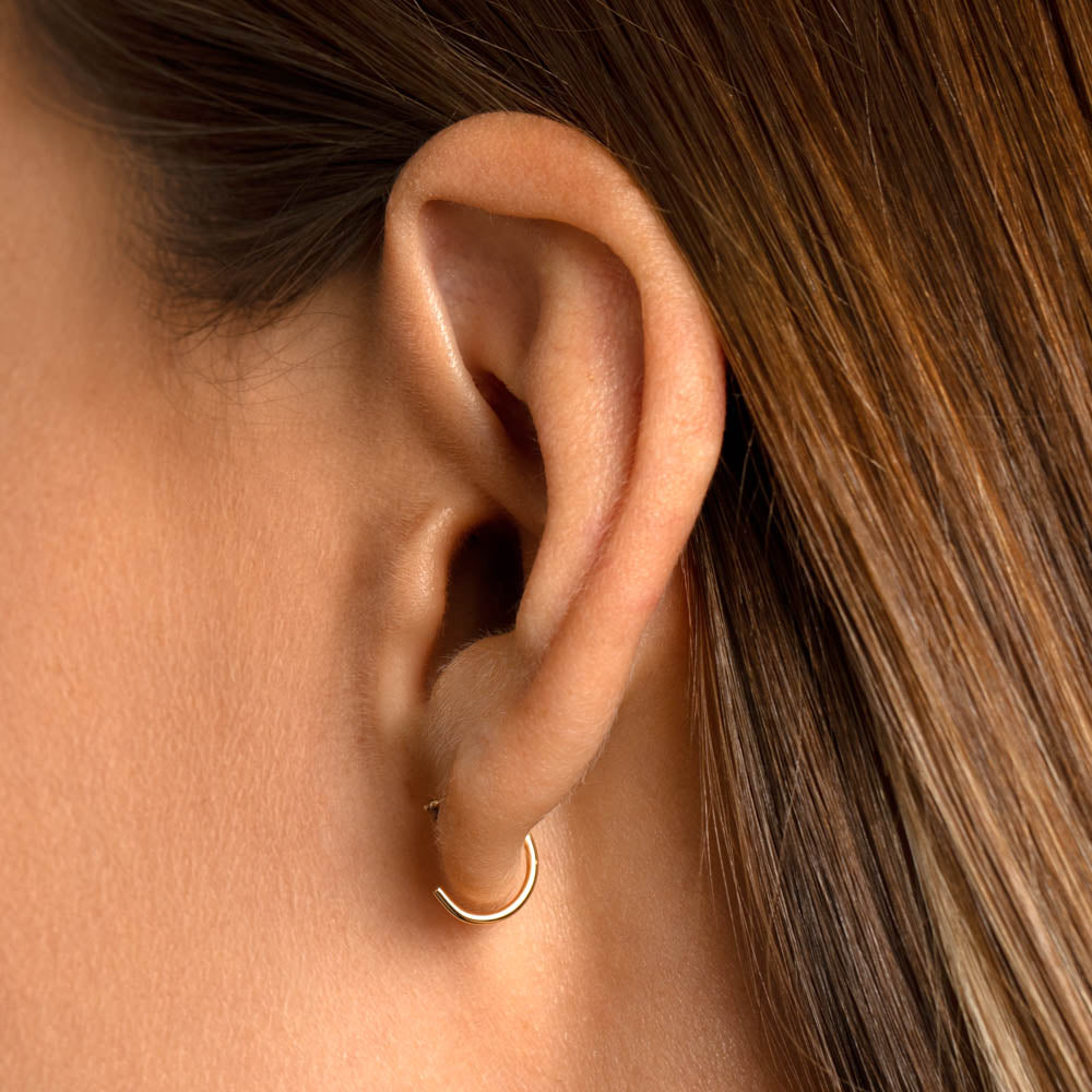 Diamond Birthstone Hook Stud Earrings in 10k Gold