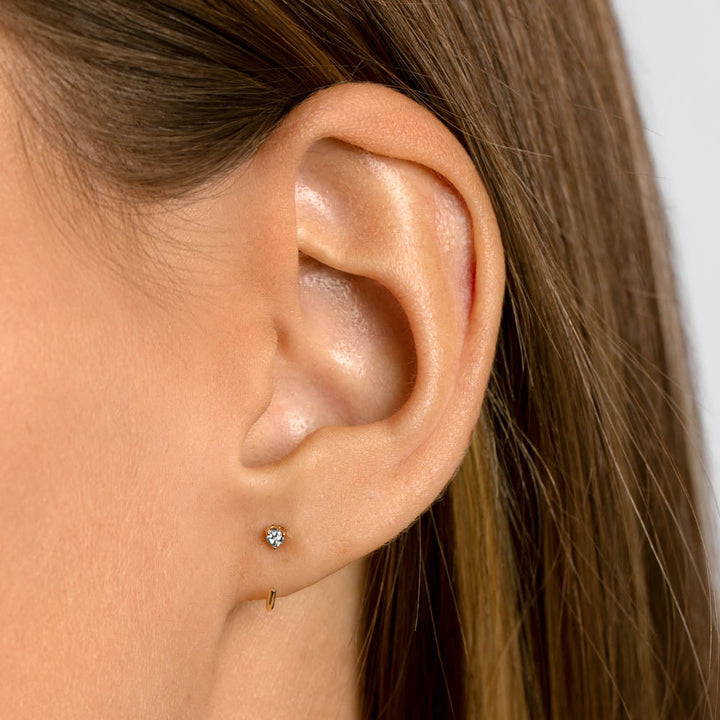 Diamond Birthstone Hook Stud Earrings in 10k Gold