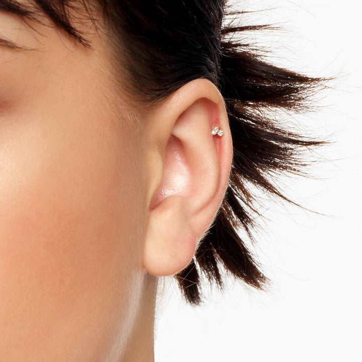 Diamond Toi Et Moi Helix Single Stud Earring in 10k Gold