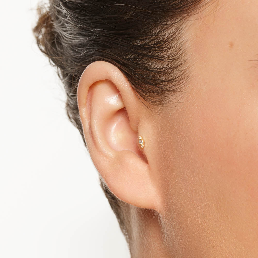 Diamond Trio Bar Helix Earring in 10k Gold Medley Jewellery