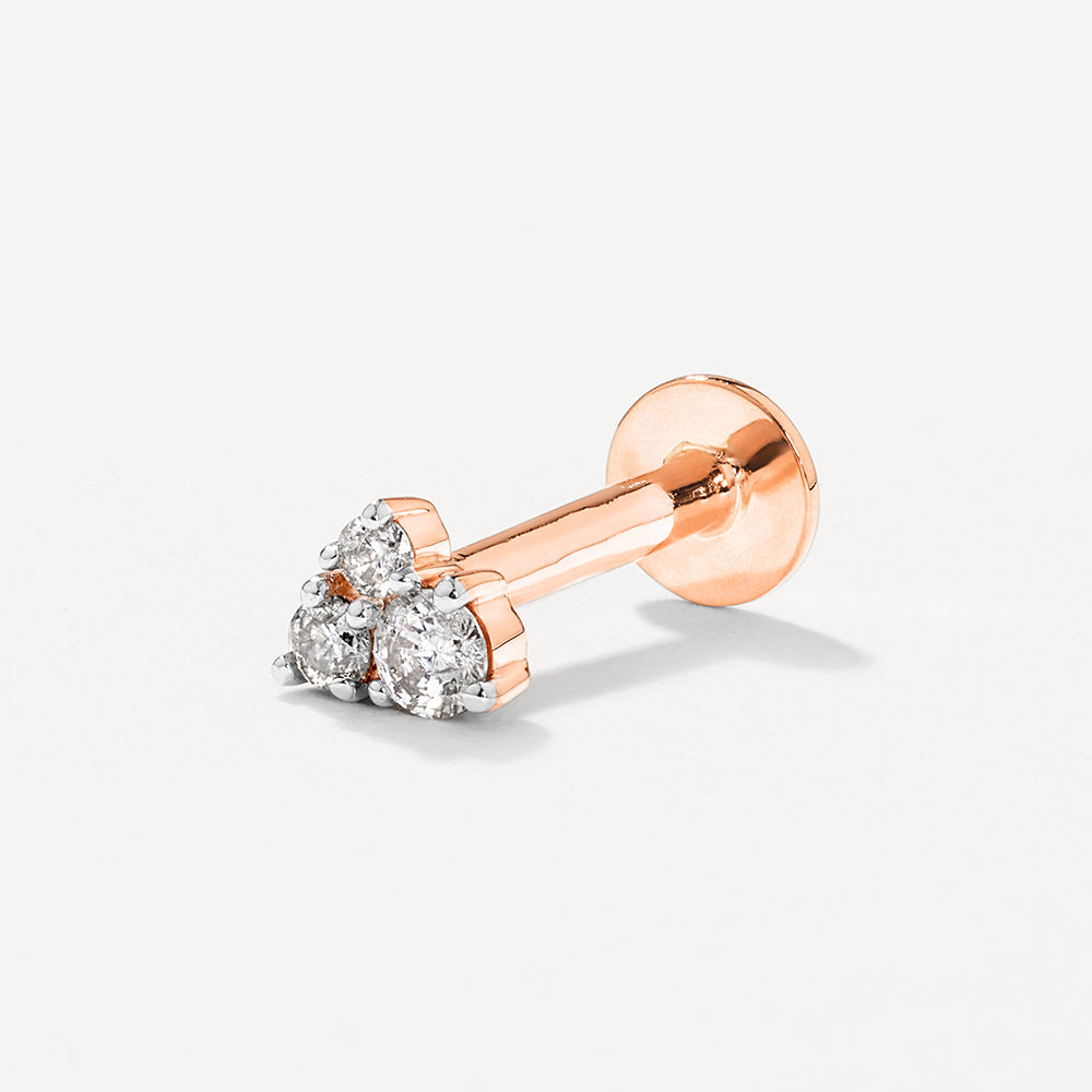 Medley Earrings Diamond Trio Helix Single Stud Earring in 10k Rose Gold