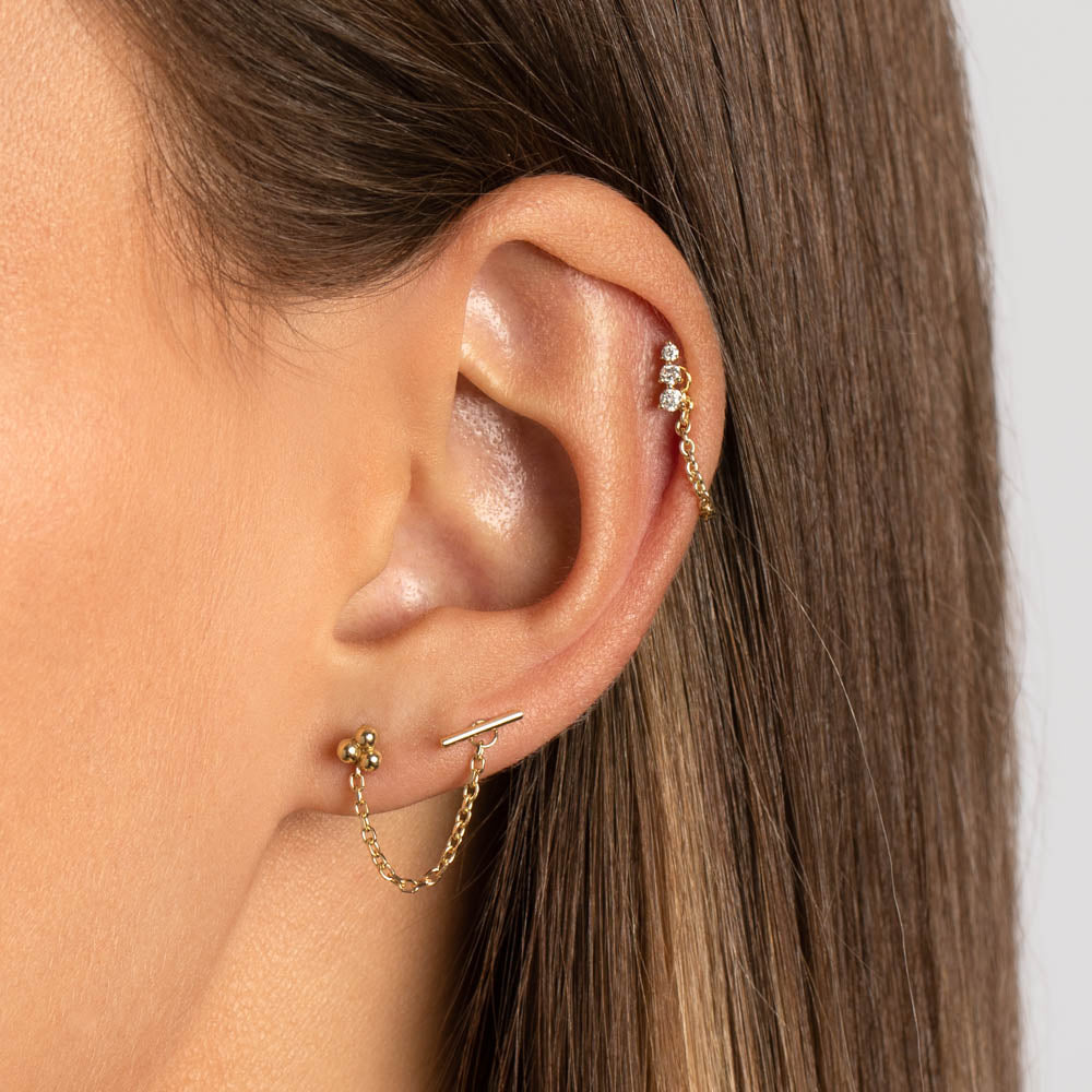 Medley Earrings Diamond Triple Stud Earrings in 10k Gold