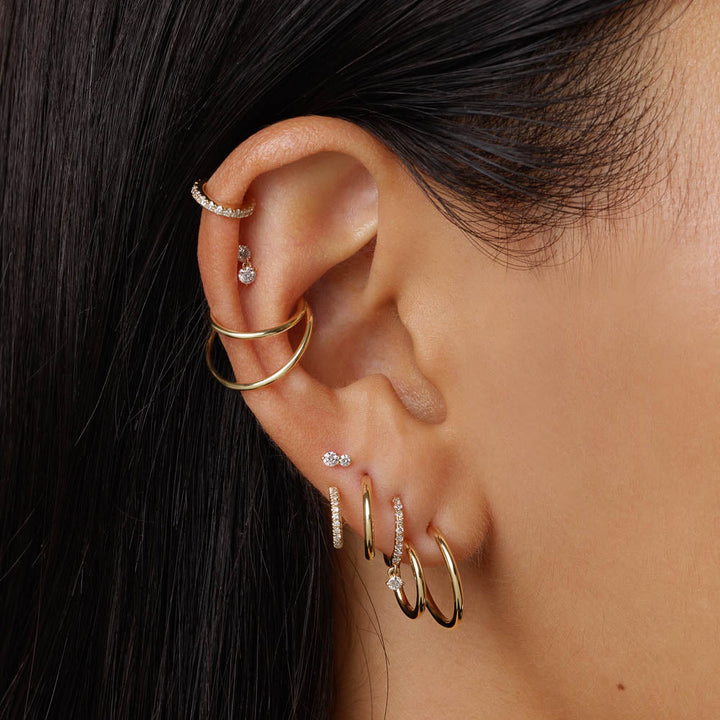 Medley Earrings Diamond Twin Cluster Helix Single Stud Earring in 10k Gold