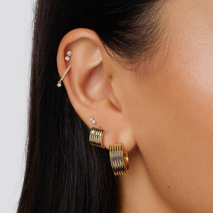 Medley Earrings Diamond Twin Cluster Helix Single Stud Earring in 10k Gold