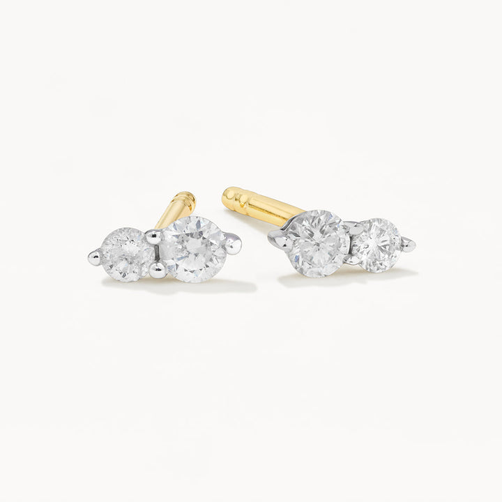 Medley Earrings Diamond Twin Cluster Studs in 10k Gold
