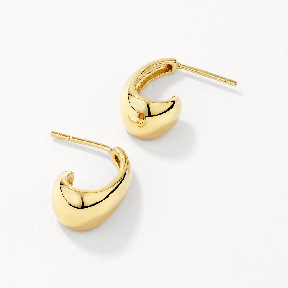 Medley Earrings Dome Half Hoop Stud Earrings in Gold