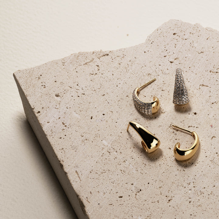 Medley Earrings Medley x Dinnara Dome Hoop Stud Earrings in Gold