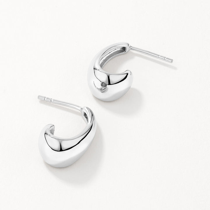 Medley Earrings Dome Half Hoop Stud Earrings in Silver