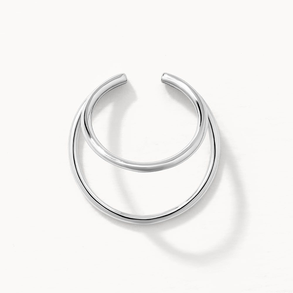 Medley Earrings Double Band Single Ear Cuff in Silver