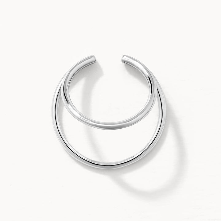 Medley Earrings Double Band Single Ear Cuff in Silver