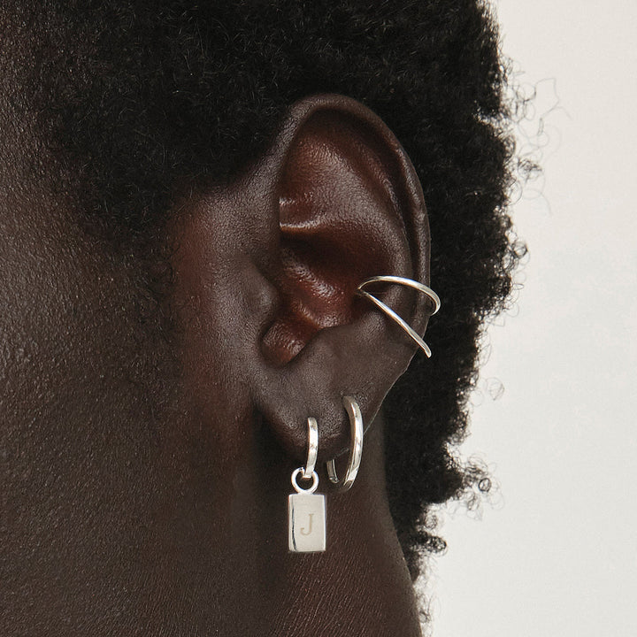 Medley Earrings Double Band Single Ear Cuff in Silver