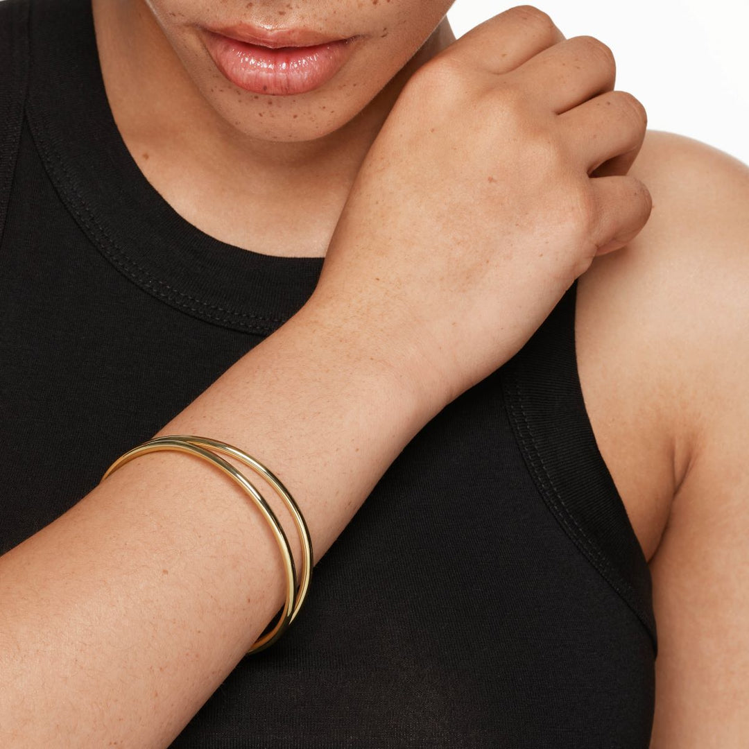 Medley Bangle/Bracelet Double Band Split Bangle in Gold