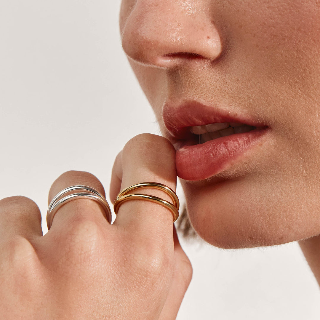 Medley Ring Double Band Split Ring  in Gold