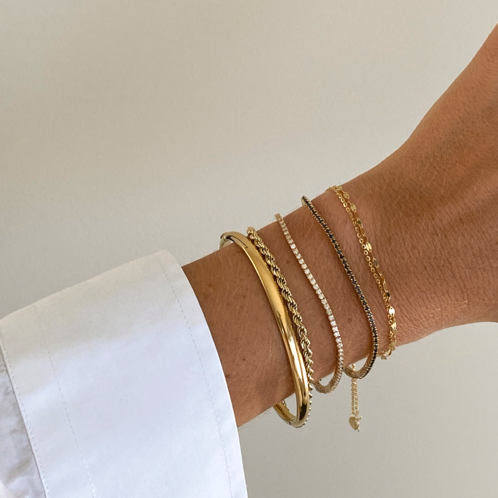 Medley Bangle/Bracelet Double Chain Curb Bracelet in 10k Gold