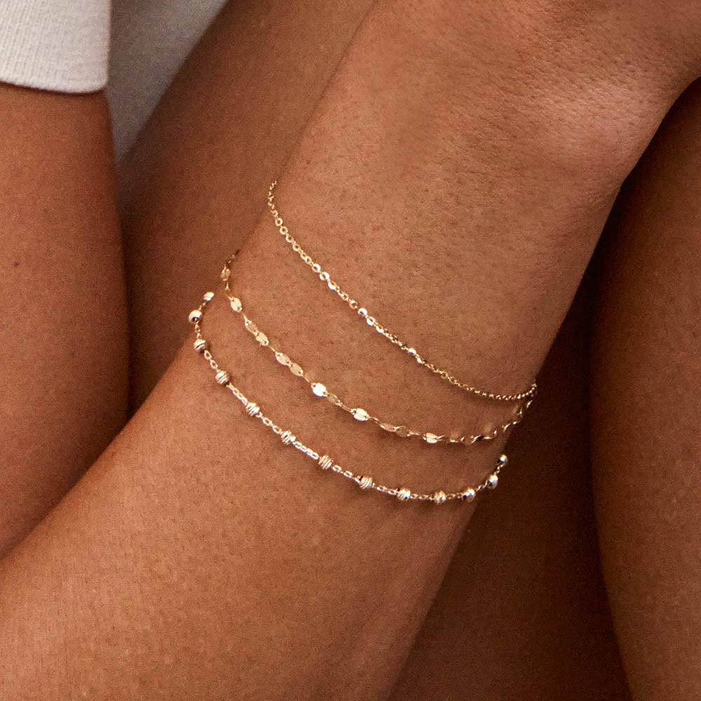 Medley Bangle/Bracelet Double Chain Curb Bracelet in 10k Gold