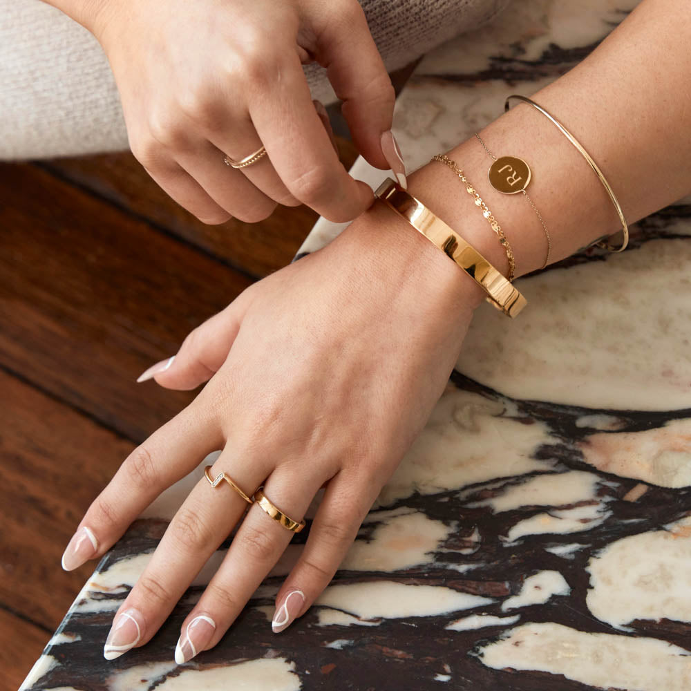 Medley Bangle/Bracelet Double Chain Curb Bracelet in 10k Gold