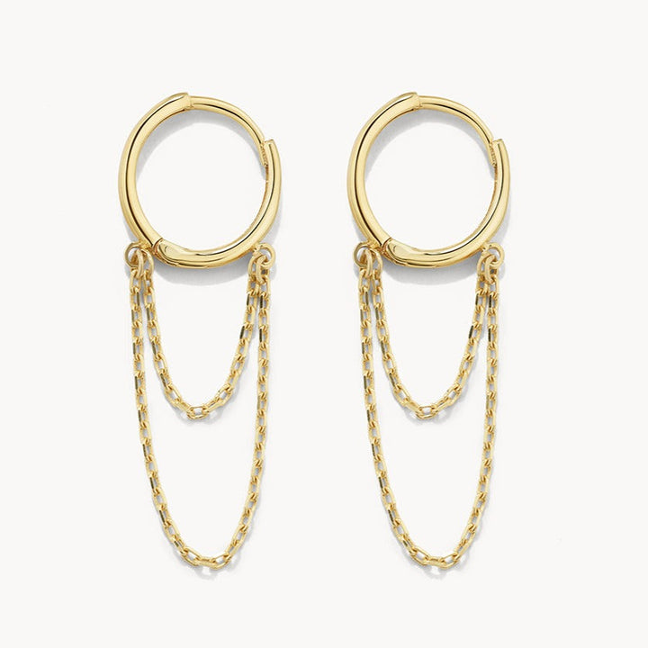 Double Chain Huggie Earrings in 10k Gold