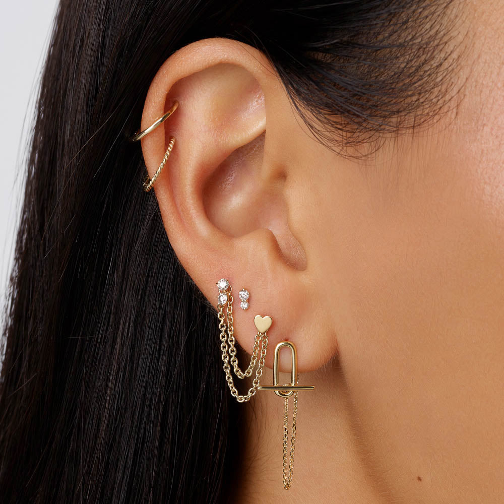 Medley Earrings Double Earring Connector Chain in 10k Gold