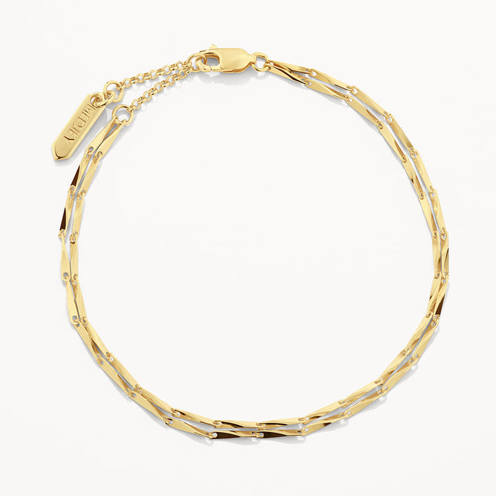 Medley Bangle/Bracelet Double Twist Bar Link Chain Bracelet in Gold